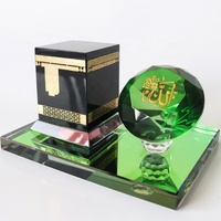 Diamant décoratif en cristal vert, lettres musulmanes, avec Allah gravées, cadeaux musulmans, Kaaba, souvenir islamique