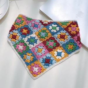 Fascia <span class=keywords><strong>per</strong></span> Capelli Retrò Primaverile, Bandana Colorata Lavorata a Maglia, Motivo Floreale all'Uncinetto, Sciarpa Triangolare <span class=keywords><strong>per</strong></span> Ragazze - Product Image 3