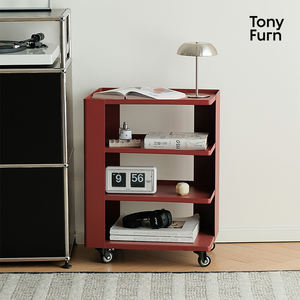 โต๊ะข้างโซฟา, รถเข็นขนาดเล็ก, โต๊ะกาแฟขนาดเล็กสไตล์ครีม, ตู้เก็บของเคลื่อนย้ายได้พร้อมล้อ - Product Image 2