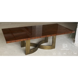 Exclusive Design Customized Antique Dining <b>Table</b> Stainless Steel Luxury Bronze Base <b>Wooden</b> <b>Top</b> Dining <b>Tables</b> UP-5-1 Dining <b>Table</b> - Product Image 3