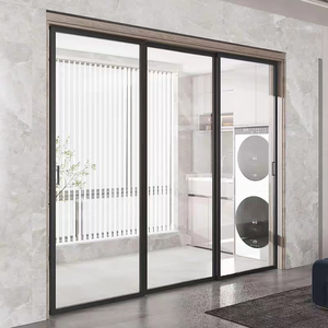 Cửa trượt không ray hiện đại tối giản bằng hợp kim nhôm mỏng & sợi thủy tinh, dùng làm vách ngăn phòng cho phòng khách, phòng ngủ, nhà để xe & trung tâm thương mại - Product Image 3