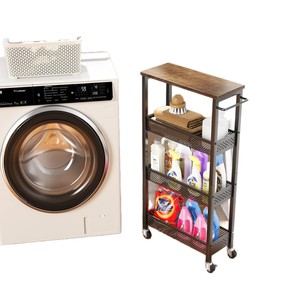Narrow Laundry <b>Cart</b> 3 Tier Metal <b>Storage</b> Rack With Wheels For Bathroom Kitchen Organization - Product Image 3