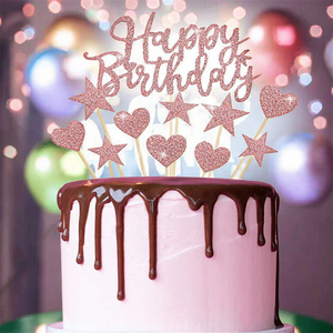 Adorno para tarta con purpurina dorada, adornos para fiesta, adornos para tarta de feliz cumpleaños, suministros de decoración - Product Image 5