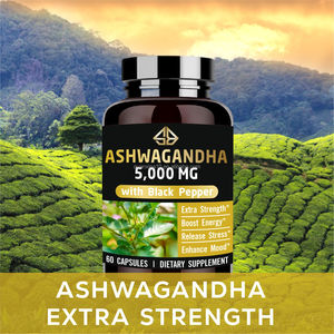 Ashwagandha extra forte au poivre noir 5000 mg – Booste l'énergie, améliore l'humeur, soulage le stress, favorise la mémoire et le sommeil – Capsules sans gluten à base de plantes - Product Image 5