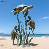 Onlyart Design et Statue d'animaux marins sur mesure Sculpture de tortue de mer en laiton pour les projets publics de bord de mer