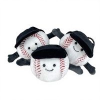 Porte-clés en peluche de ballons de sport mignons de dessins animés avec visages souriants et chapeaux, en coton, tailles personnalisées - Doux et amusants pour sacs ou cadeaux