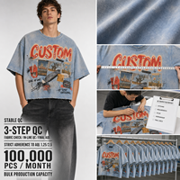 T-shirt personnalisé pour homme avec strass, manches courtes, col rond, effet délavé, style vintage streetwear, imprimé collage – Fournisseur