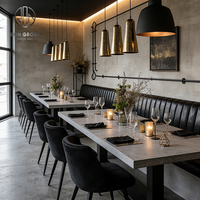 Ensemble de mobilier commercial Ron Group pour restaurant : table carrée durable, chaise en velours, banquette en cuir