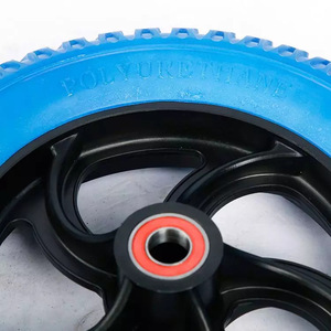 Solid Polyurethane Foam <b>Wheel</b> 14 x 3.25-8 Inches Blue Firm Tread For Handcarts - Product Image 3