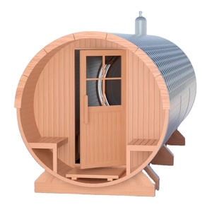 <span class=keywords><strong>Grand</strong></span> sauna baril extérieur en cèdre personnalisé pour 10 personnes sauna traditionnel avec poêle à bois et baie vitrée panoramique - Product Image 1
