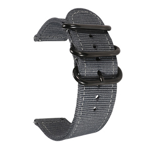 Bracelet de montre <span class=keywords><strong>Nato</strong></span> en nylon de 20mm <span class=keywords><strong>22mm</strong></span>, deux pièces de rechange, pour Samsung Garmin Huawei Xiaomi Smartwatch, avec nervures - Product Image 5