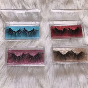 Custom Eyelash Packaging Private Label Mink Lashes Box Transparent Plastic lash case glitter background