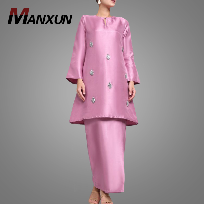 China Factory Direct Supply Moderne Baju Kebaya Fashion Kralen Islamitische Vrouwen Baju Kurung Plus Size Blouse Met Rok Online