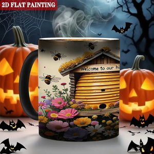 Frosted Black <b>Ceramic</b> Mug 11oz Heat Sensitive Color Changing Magic <b>Cup</b> With Bee Hive Design - Product Image 6