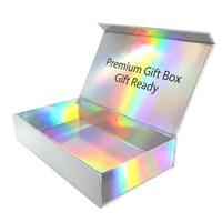 Nouvelle boîte cadeau magnétique en papier holographique doré, avec doublure en éponge, en carton recyclé, pour cadeaux cosmétiques