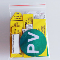 Logo d'avertissement auto-adhésif, étiquette PV ES Double couche de flux solaire avec support adhésif