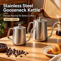 Bouilloire à café Kingze Vintage en acier inoxydable 304, col de cygne, pour un versement précis, idéale pour les baristas à domicile