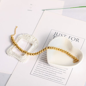 New Stainless Steel Gold Plated <strong>Bracelet</strong> Gold Steel <strong>Ball</strong> <strong>Bracelet</strong> Fashion Metal Geometric Women Jewelry - Product Image 5