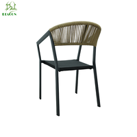 Chaise de salle à manger minimaliste en aluminium, rotin tressé noir, pour patio, maison, hôtel, piscine, restaurant, chaise de jardin empilable en aluminium