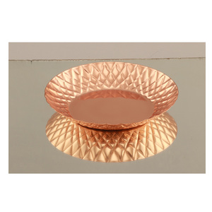 Bandeja de servicio de cobre puro martillado con diamantes, de diseño lujoso y moderno, para mesa de comedor, Hotel y restaurante - Product Image 1