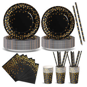 Gobelets en <span class=keywords><strong>papier</strong></span> jetables imprimés sérigraphiés à pois noirs, effet bronzé, luxe léger, design personnalisable, haute qualité, vente en gros - Product Image 2