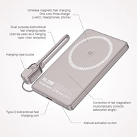 Vente chaude PD20W 5000mAh en alliage d'aluminium mince Mini chargeur sans fil à charge rapide magnétique Power Bank