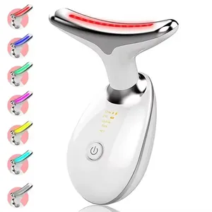 Home Use Micro-Current Vibration 7 Colors Led Light Therapy Facial Beauty Device Double Chin Ems Face Neck Lifting Massager