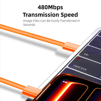 Câble de données tressé 60W Type C Nylon PD Câble de charge de couleur orange pour téléphone portable