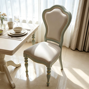Traditional Tufted <b>Back</b> Dining <b>Chair</b> PU Leather Seat Wood Legs Antique Style Durable Comfortable for Dining Room Home Furniture - Product Image 4