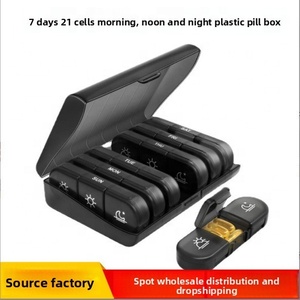 Wholesale Medibox Portable 21-Compartment Plastic <b>Black</b> Pill <b>Box</b> 7-Day Weekly Vitamin Organizer Outdoor Travel Case <b>Storage</b> - Product Image 4