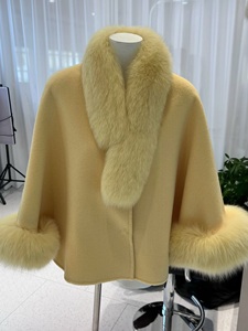 Abrigo de Lana Otoño/Invierno 2025 para Mujer con Cuello de Piel de Zorro, Abrigo de Cachemira de Doble Cara - Product Image 6