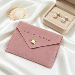 Custom Printed Pink Suede Velvet <strong>Jewelry</strong> Pouch <strong>Packaging</strong> Envelope Gift Bag with Pad Velvet <strong>Jewelry</strong> Bag Logo <strong>Jewelry</strong> <strong>Packaging</strong> - Product Image 4