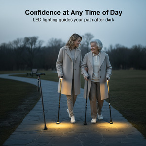 Aluminum Alloy Walking <b>Stick</b> With <b>Light</b> Height Adjustable For Elderly Indoor Outdoor Use - Product Image 3