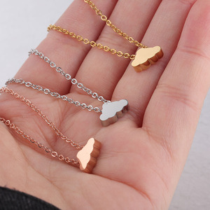 Collar con colgante de corazón y estrella pequeña de acero inoxidable para mujeres y niñas, collares chapados en oro de 18K, Mini luna, nube, flor, regalo al por mayor - Product Image 3