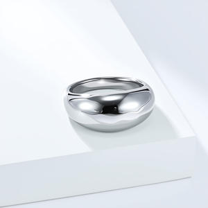 Curved Polished Titanium Steel <b>Ring</b> Water Drop Design Unisex Fashion Jewelry Gift <b>Plain</b> Band Geometric Shape K-R1036 - Product Image 4