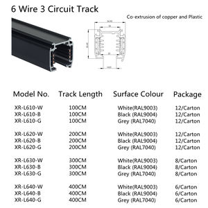 Vente d'usine 6 fils 3 Circuits DALI projecteur éclairage système de Rail de voie blanc L connecteur lumière Direction gauche - Product Image 4