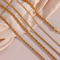 Collier chaîne torsadée Lerca en acier inoxydable 316L plaqué or 18 carats PVD, bijoux hip-hop tendance pour hommes et femmes, idéal comme cadeau