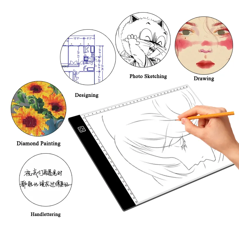 High quality Amazon hot sale a2 a3 a4 LED Tracing Board brightness drawing tablet LED light pad