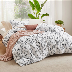 Ensemble de couette 3 pièces en polyester 100% avec imprimé de plantes sauvages en <span class=keywords><strong>dessin</strong></span> au trait noir - Product Image 5