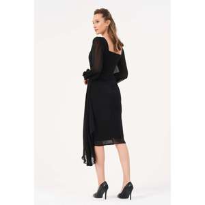 Vêtements en tricot décontractés à col rond de couleur unie noire pour femmes DANS, coupe classique, pour les commandes en gros, tailles 38-42 - Product Image 3