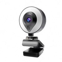 Cámara Web USB para PC, webcam con enfoque automático, Control táctil AF, con anillo de luz, micrófono para vídeo en vivo