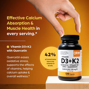 Cápsulas de Vitamina D3 K2 de 5000 UI con Magnesio, Vitamina <span class=keywords><strong>B6</strong></span>, Zinc y Quercetina, Suplemento OEM para Energía, Salud Inmunológica y Muscular - Product Image 5
