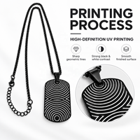 Collier personnalisé en acier inoxydable noir avec gravure laser et logo imprimé pour l'approvisionnement en gros des marques