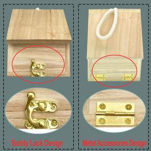 Maison d'oiseau décorative en bois: <span class=keywords><strong>nichoir</strong></span> extérieur suspendu <span class=keywords><strong>pour</strong></span> perruche de jardin, hirondelle, moineau, pinson - Product Image 3