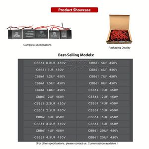 Condensateurs de démarrage de ventilateur de plafond CBB61 SH de haute qualité 250V 300V 450V 500V 1.8uf 2uf 3uf 4.5uf 5.5uf 6.5uf Condensateur de ventilateur de câblage - Product Image 5
