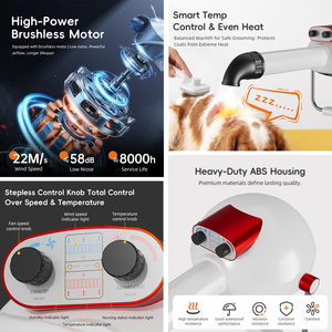เครื่องเป่าขนสัตว์เลี้ยงแบบไร้แปรงถ่าน 1800W ยี่ห้อ <span class=keywords><strong>Shernbao</strong></span> รุ่น PSD-918P แบบแฮนด์ฟรี พร้อมหัวเป่าหมุนได้ 360 องศา ใช้ไฟ 110-240V - Product Image 4