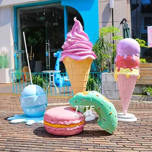 Large Outdoor Decoration Resin Fiberglass Donut and Ice Cream Sculpture Statue