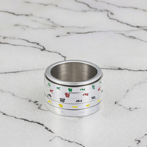 <span class=keywords><strong>Légende</strong></span> tibétaine Bague Caishen à cinq voies Jaune Blanc Rouge Noir Vert Dieu de <span class=keywords><strong>la</strong></span> richesse Bague rotative en acier inoxydable - Product Image 2