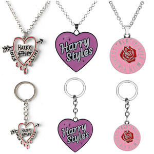 6 Designs Harry-Stil Charms Halskette Schmuck Alloy Herzform Anhänger Halskette Rock Band Zeichen feine Linie Schlüsselanhänger Zubehör - Product Image 1