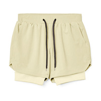 Vente en gros Logo personnalisé Impression 2-en-1 Shorts de fitness en nylon de créateur Shorts de gym à motif solide pour hommes Sports et course à pied